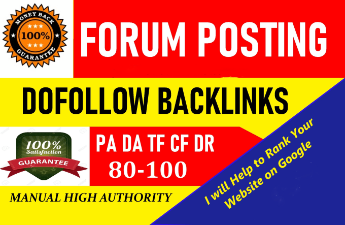 100 Forum submitting Backlinks on High PA DA 