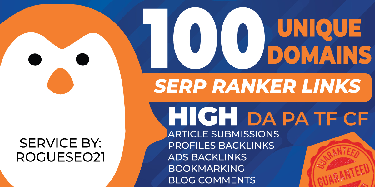 Manually 100 Unique Domains High Quality SEO Authority Backlinks DA 100+