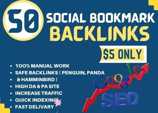 I will create manually 50 social bookmarking SEO backlinks