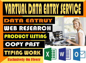 Data Entry, Typing, Copy and Paste works offered by...