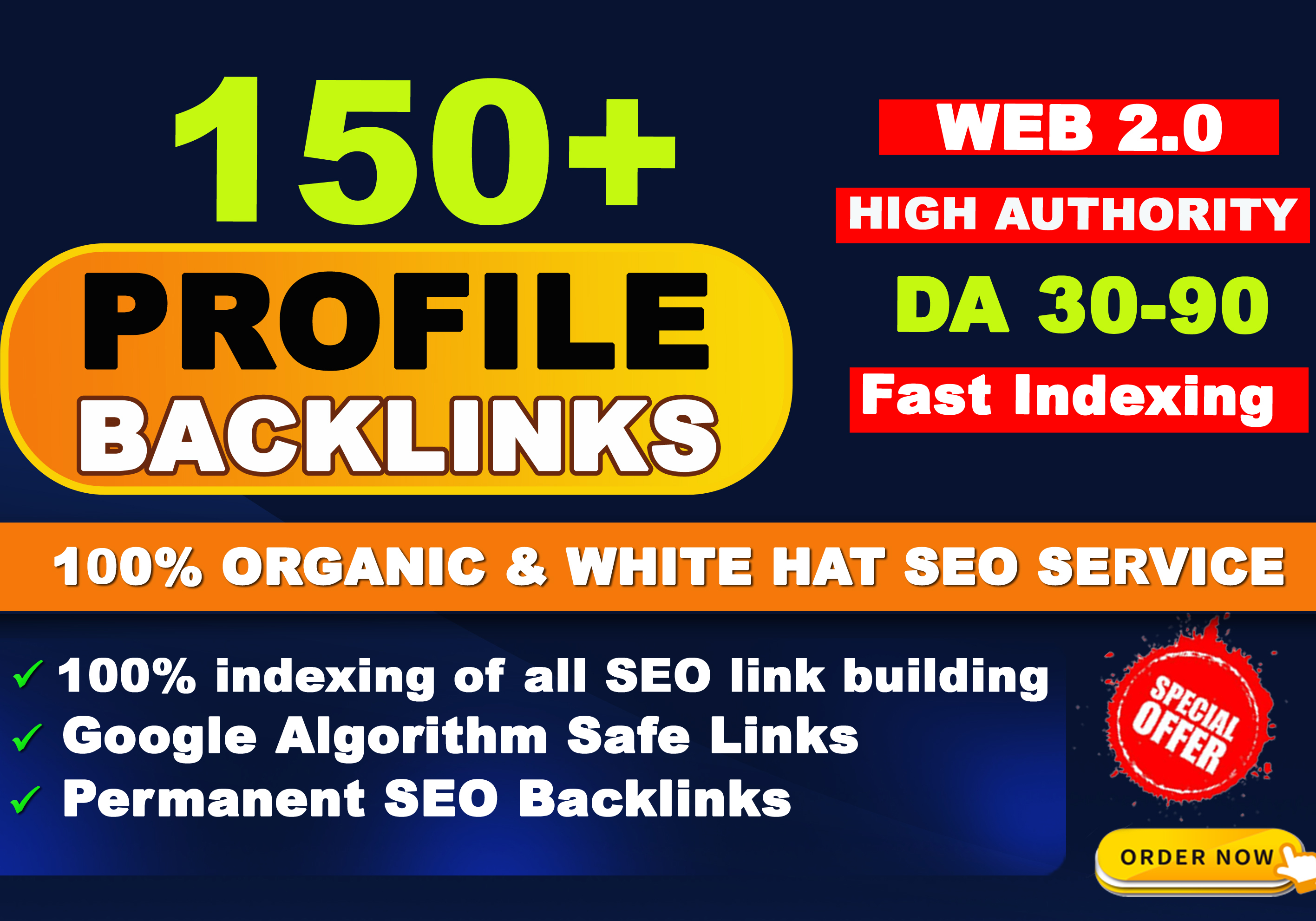 Create HQ web 2.0 Dofollow Permanent Profile Backlinks 