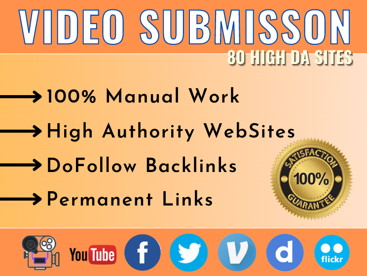 high authority 80 video submission dofollow backlinks