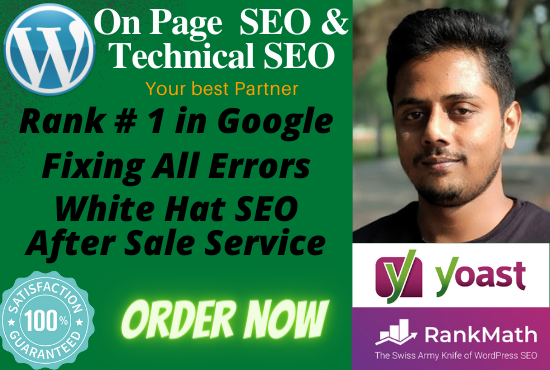 On Page SEO And Technical SEO For WordPress Website. 
