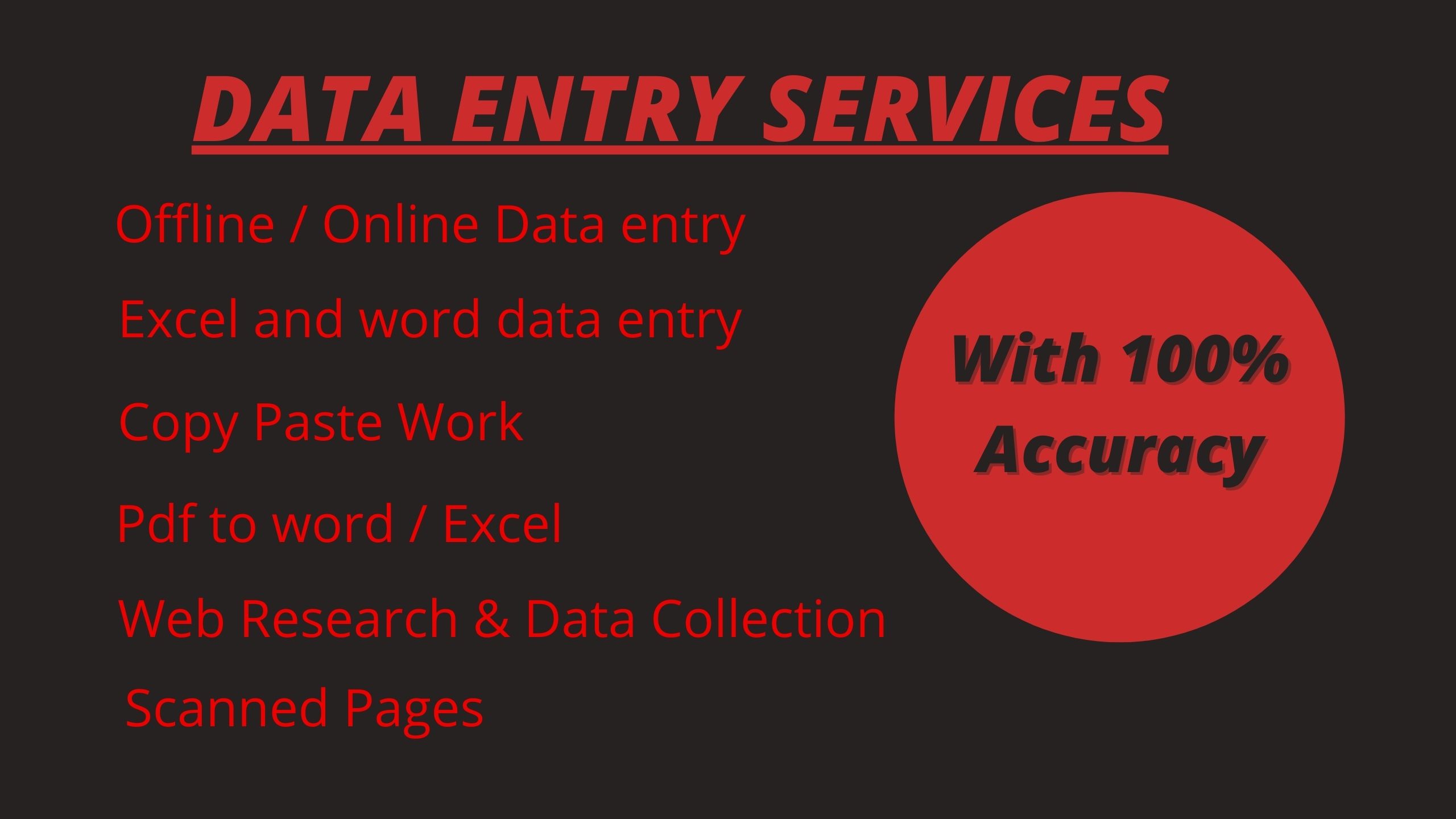 I will Be Your Data Entry for 24 hour 