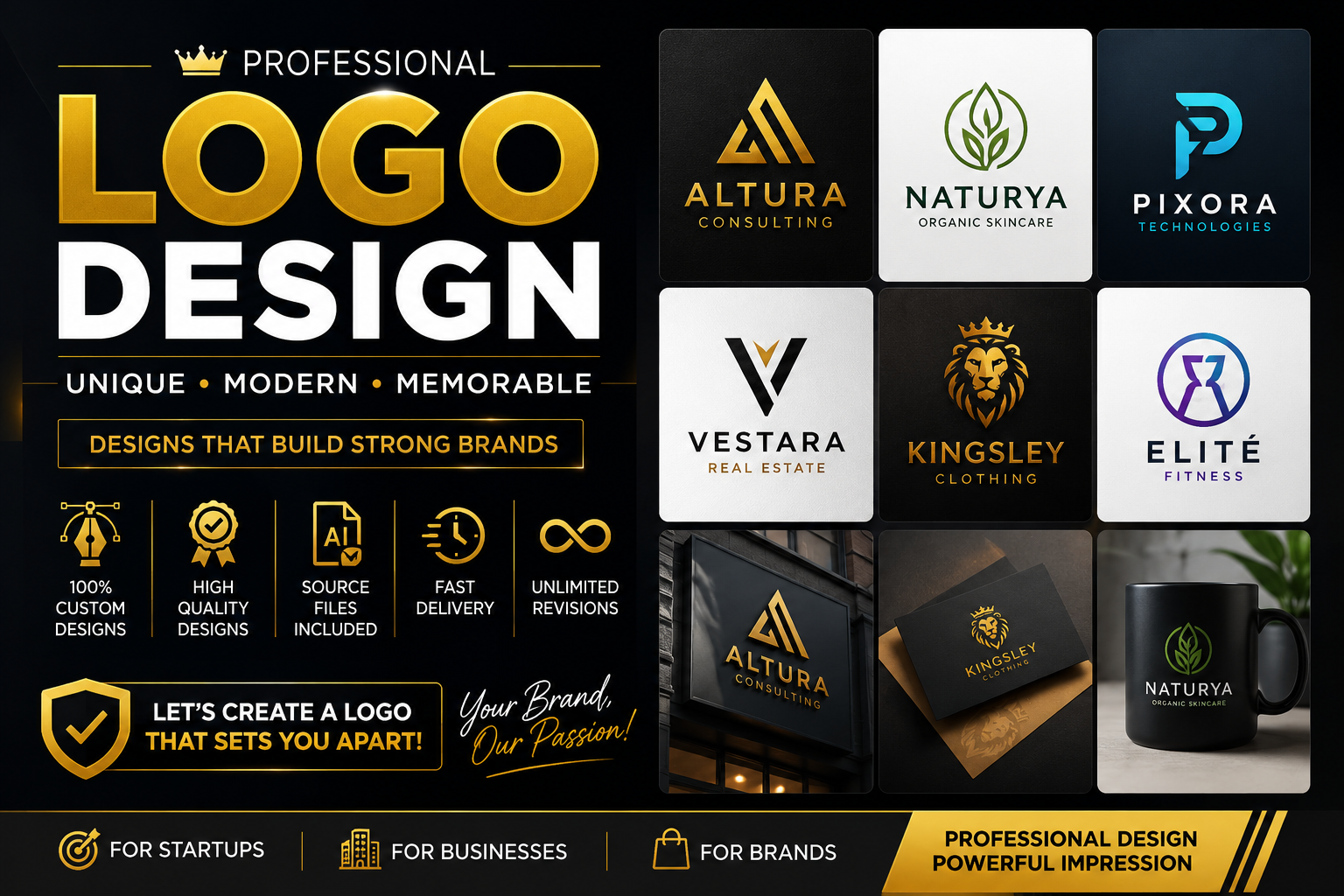 I will create a strong-converting sales professional logo for your brand or business.