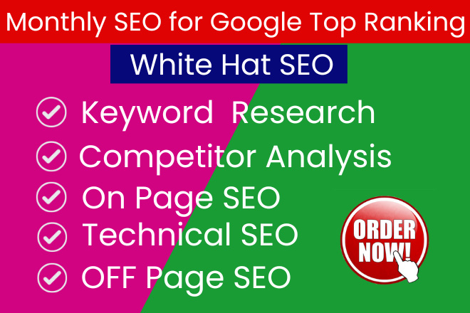 I will do monthly SEO service for Google top ranking for any website