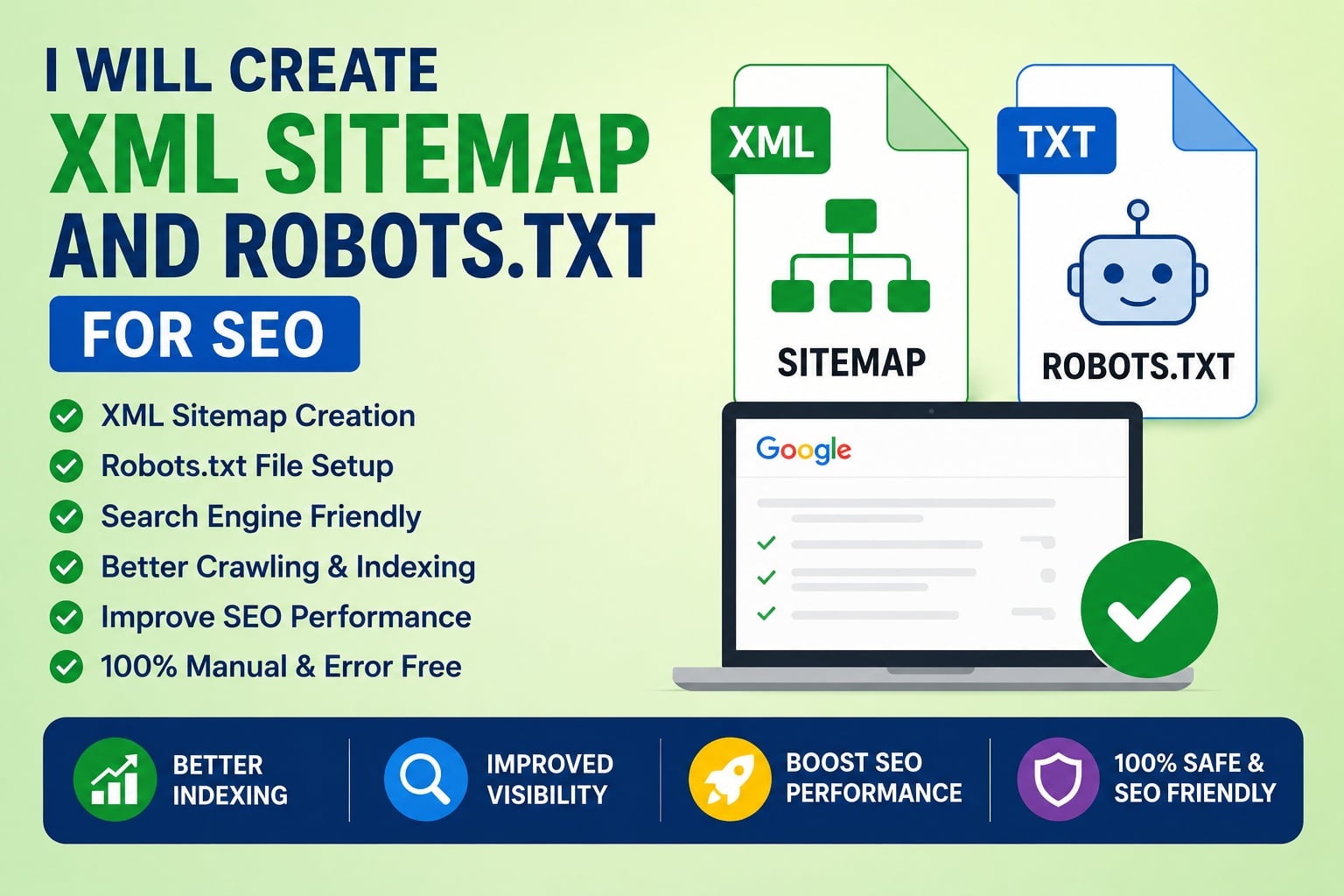 I will create XML sitemap and robots.txt for SEO