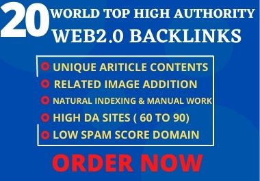 GET 20 HIGH AUTHORITY WEB2.0 CONTEXTUAL BACKLINKS , INCREASE WEBSITE TRAFFIC & RANKING 