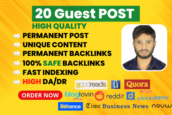 I will do 20 guest posting seo backlinks through high authority sites