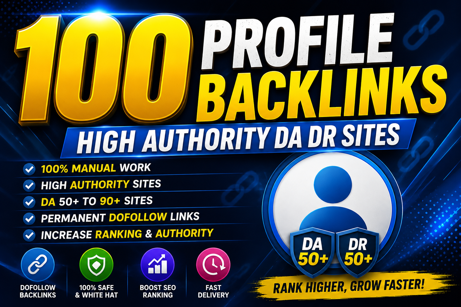 Ranking Boost 100 Manual Profile Backlinks High Authority DA/DR Sites Google Safe
