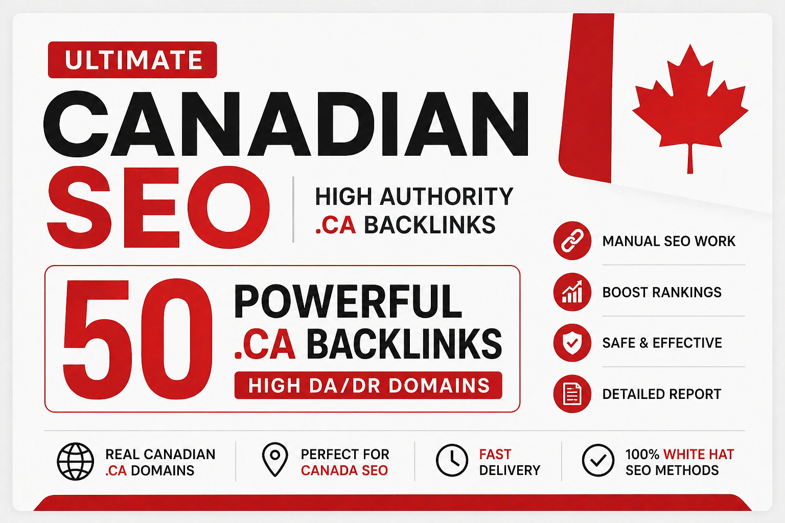 Build 50 Powerful .CA Canadian High DA/DR Backlinks for Higher Rankings