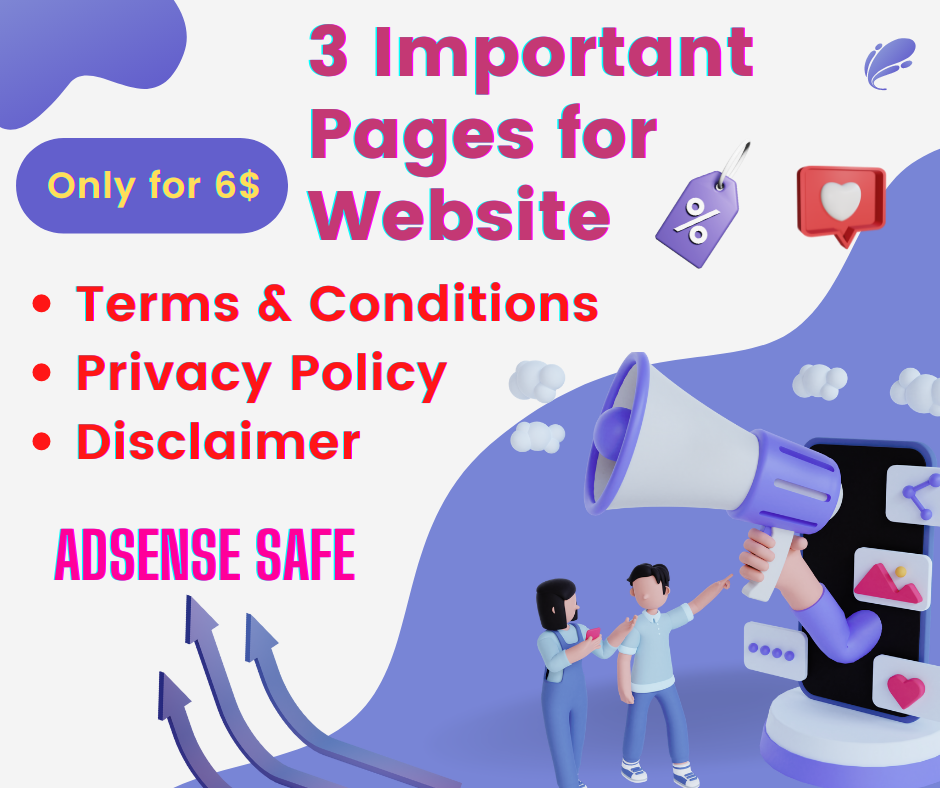Create disclaimer, privacy policy and T& C pages...