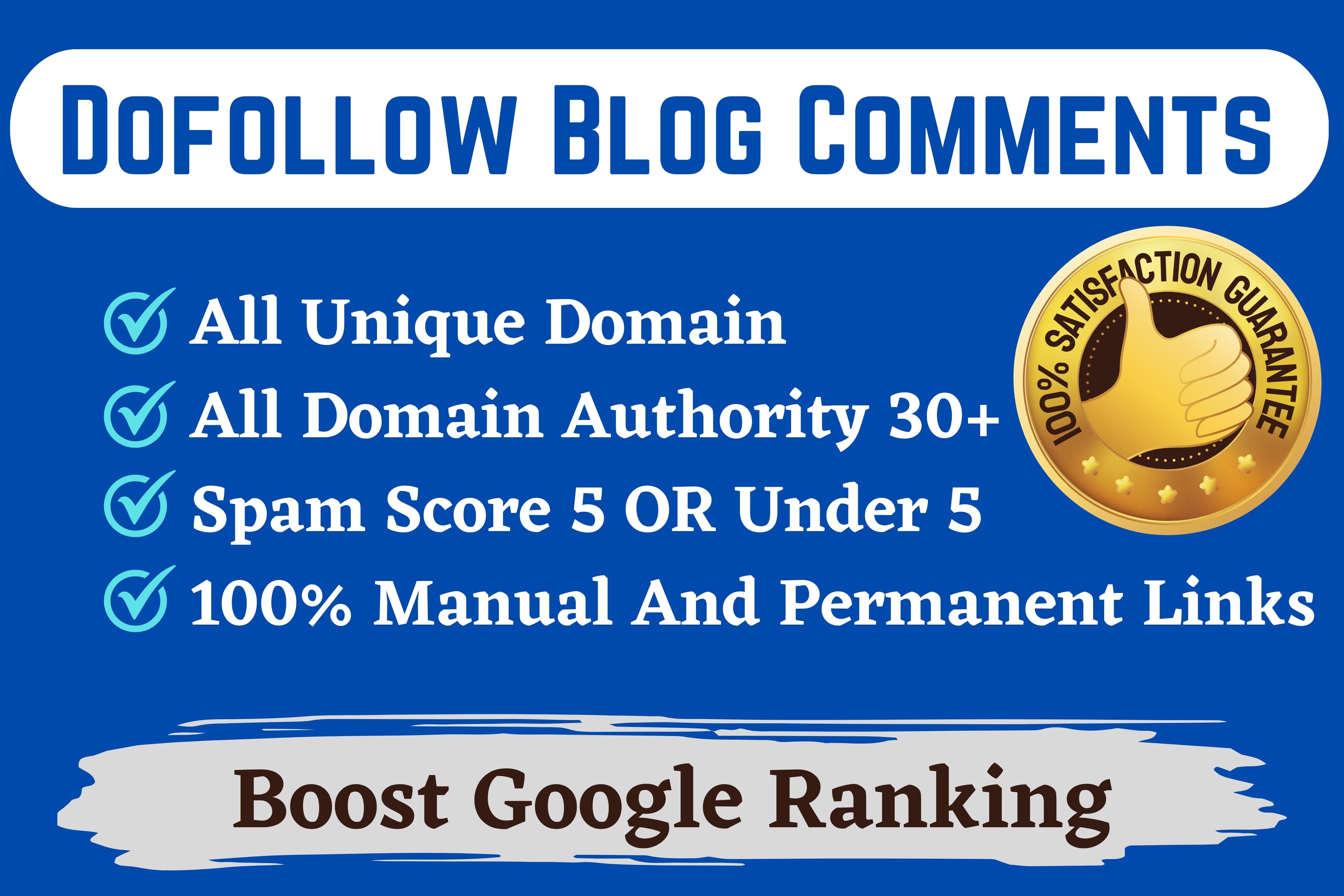 100 Dofollow Blog Comments Backlinks on DA 30+ Sites
