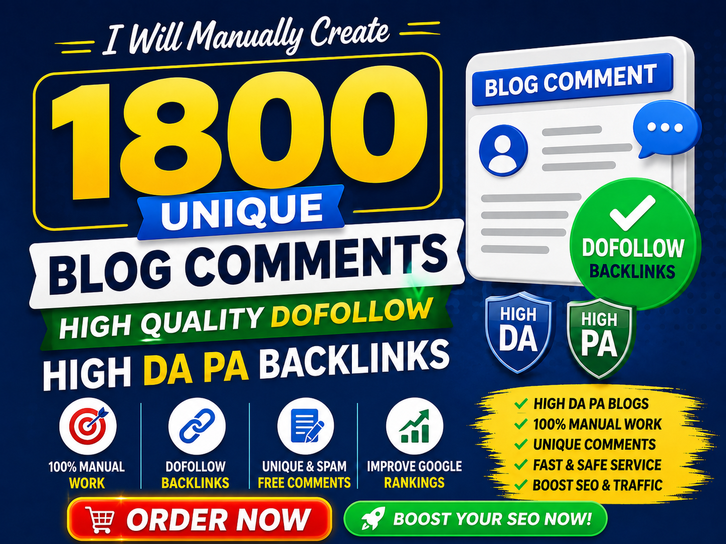 I Will Manually Create unique 1800 High Quality Dofollow BG high DA PA Backlinks