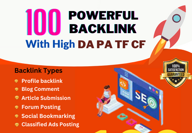 2.	Powerful Ranking with 100 Unique Domain High Authority Backlinks PA DA TF CF