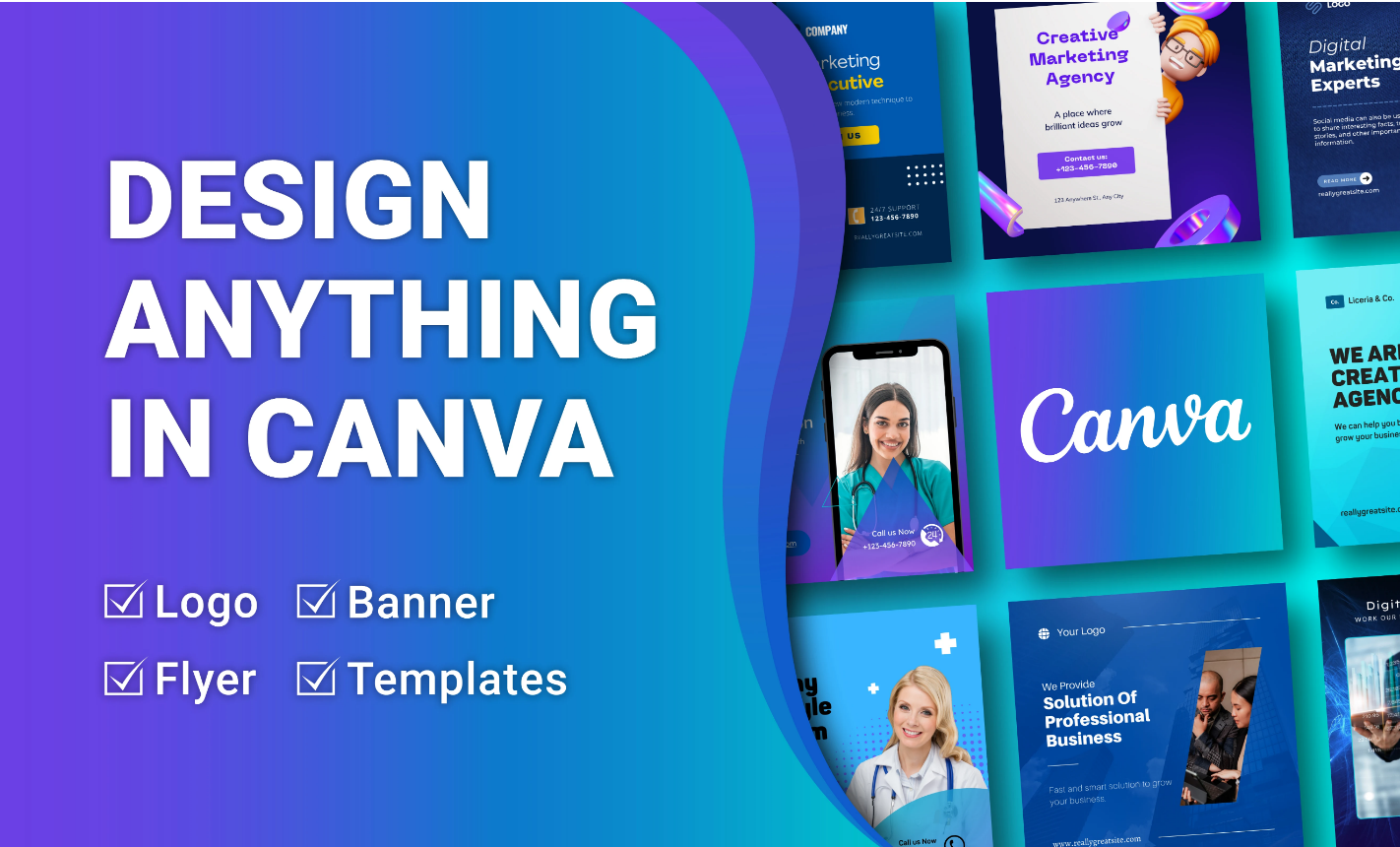 I will create social media posts, logo, flyers or anything in canva