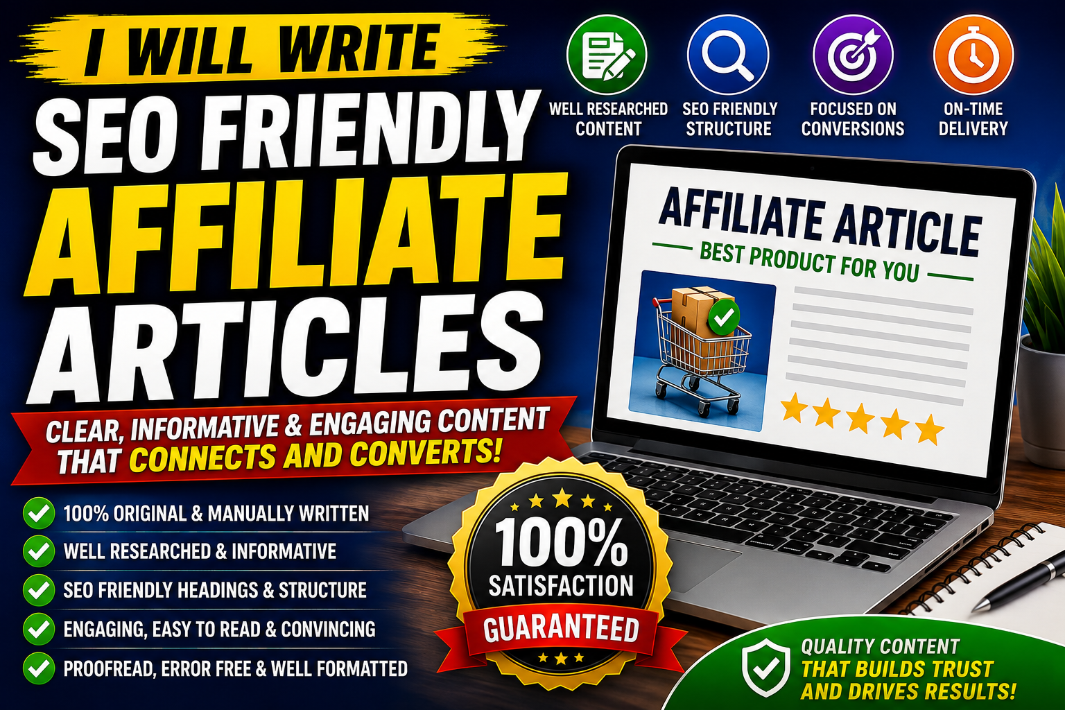I Will Write Well Researched SEO Friendly Affiliate Articles