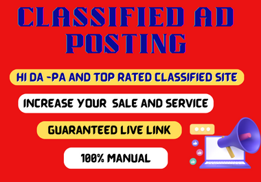 I will post your ads on top rated ad posting sites