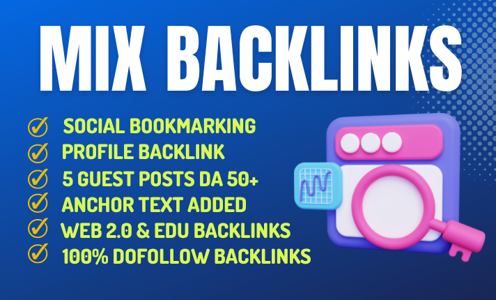 I will provide 130 mix backlinks fully white hat method for rank your sites