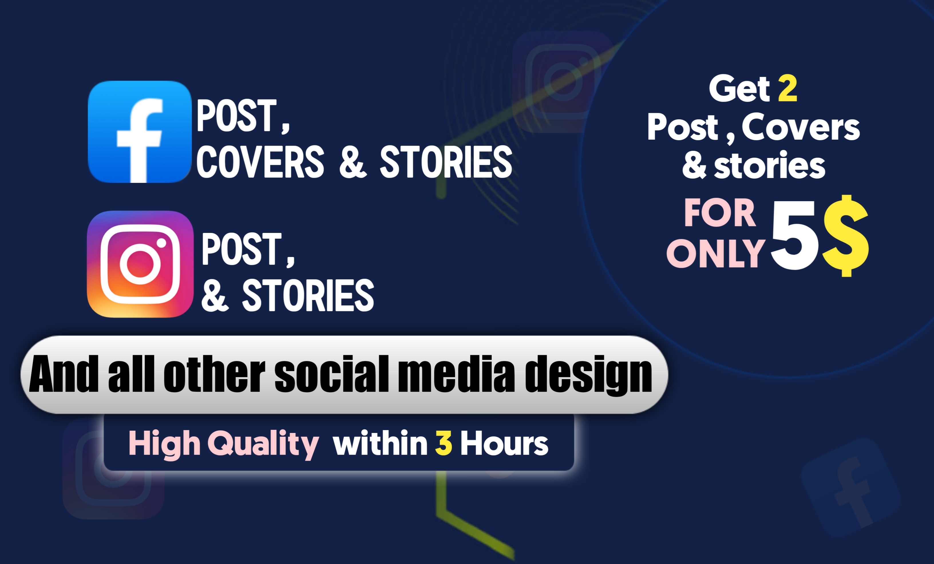 I will create thumbnail all social media post covers banners