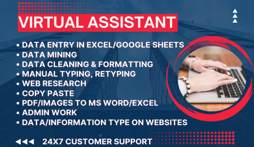 Virtual Assistant for data entry, data mining, web research, copy paste & manual typing
