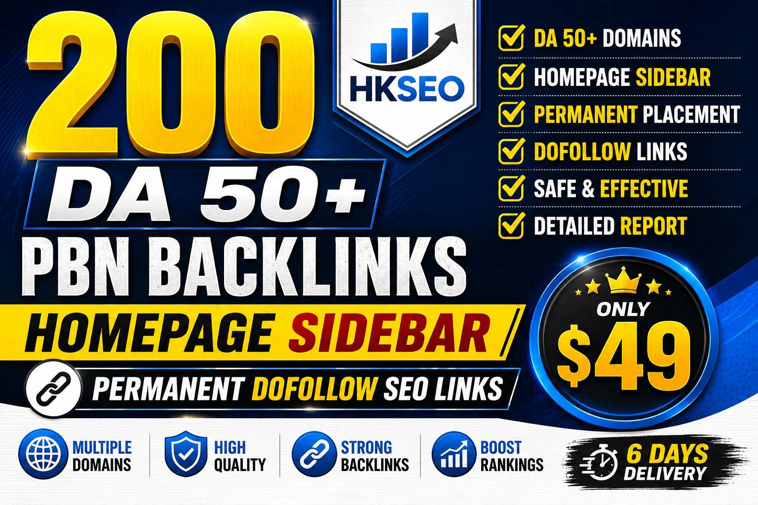 200 DA 50+ Homepage Sidebar PBN Backlinks Permanent Dofollow SEO Links