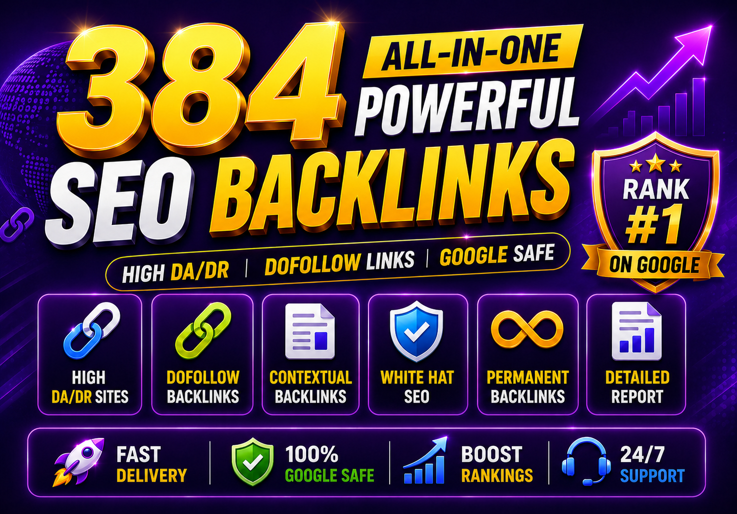 Get 384 Powerful All-in-one SEO Backlinks for Fast ranking quality backlinks package
