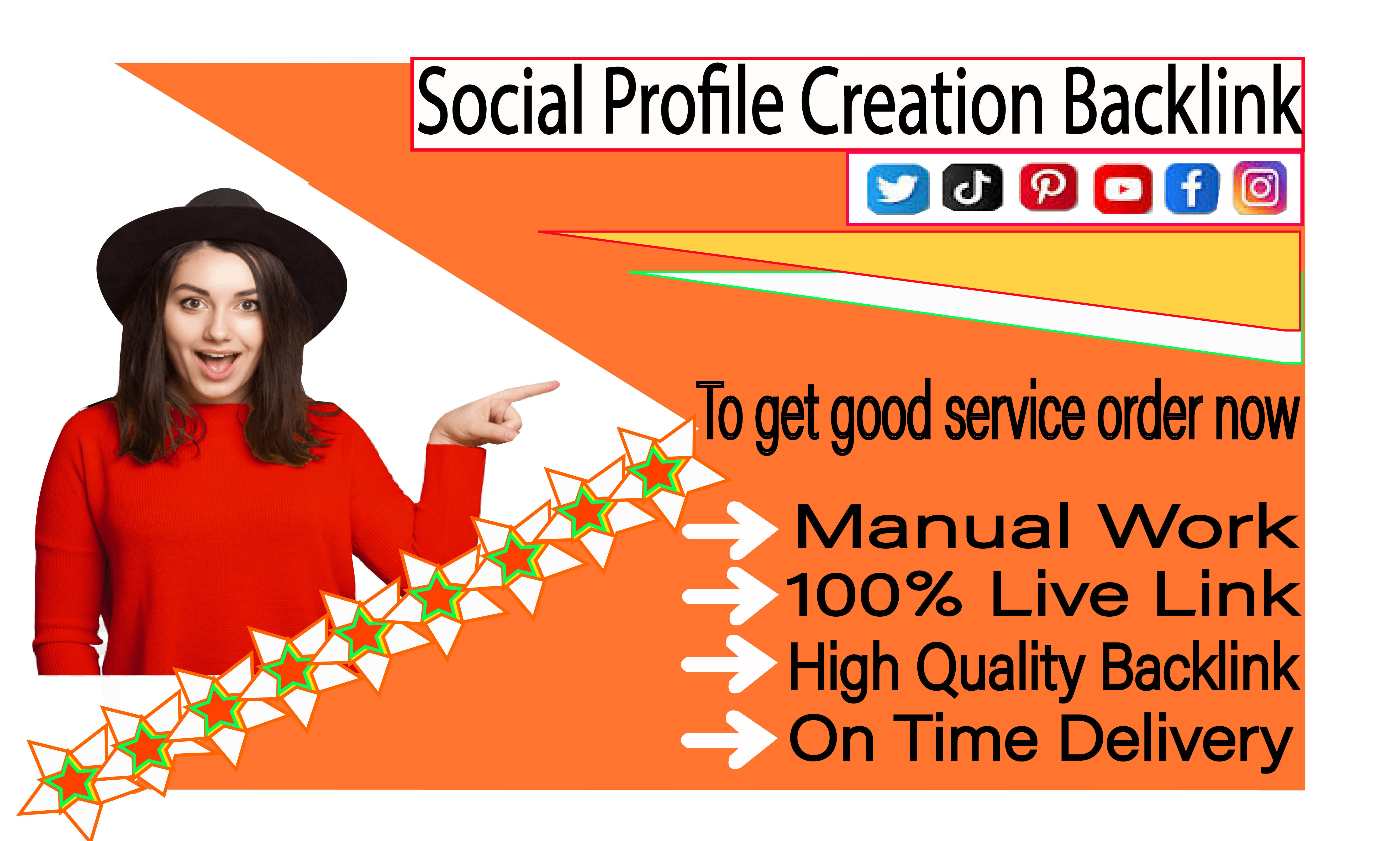 I will do 100 social media profile creation backlinks on top HQ sites