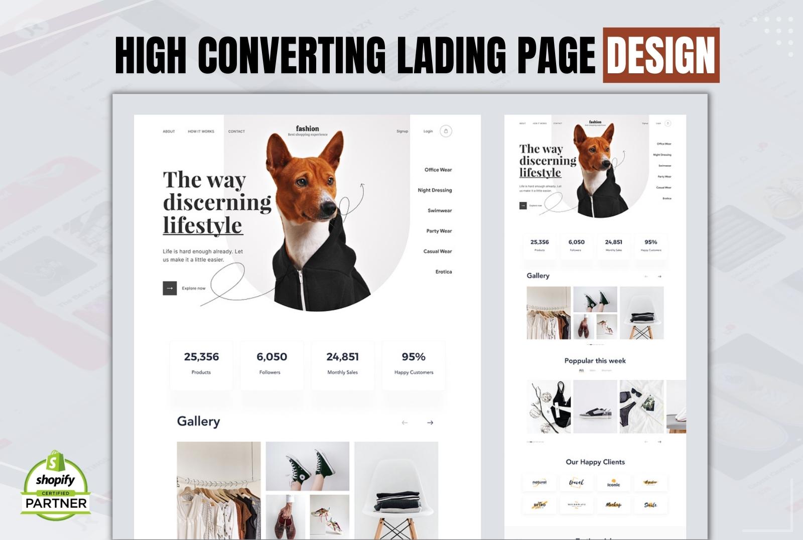 I will design shopify store landing page or product page with shogun,gempage