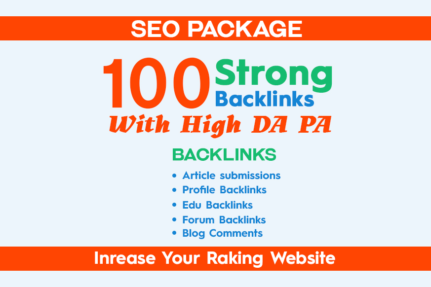 Boost Ranking with 100 High Authority Backlinks from Unique Domains High PA DA TF CF