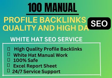 Build 100 High Quality Profile backlinks DA 70+ SEO Dofollow 
