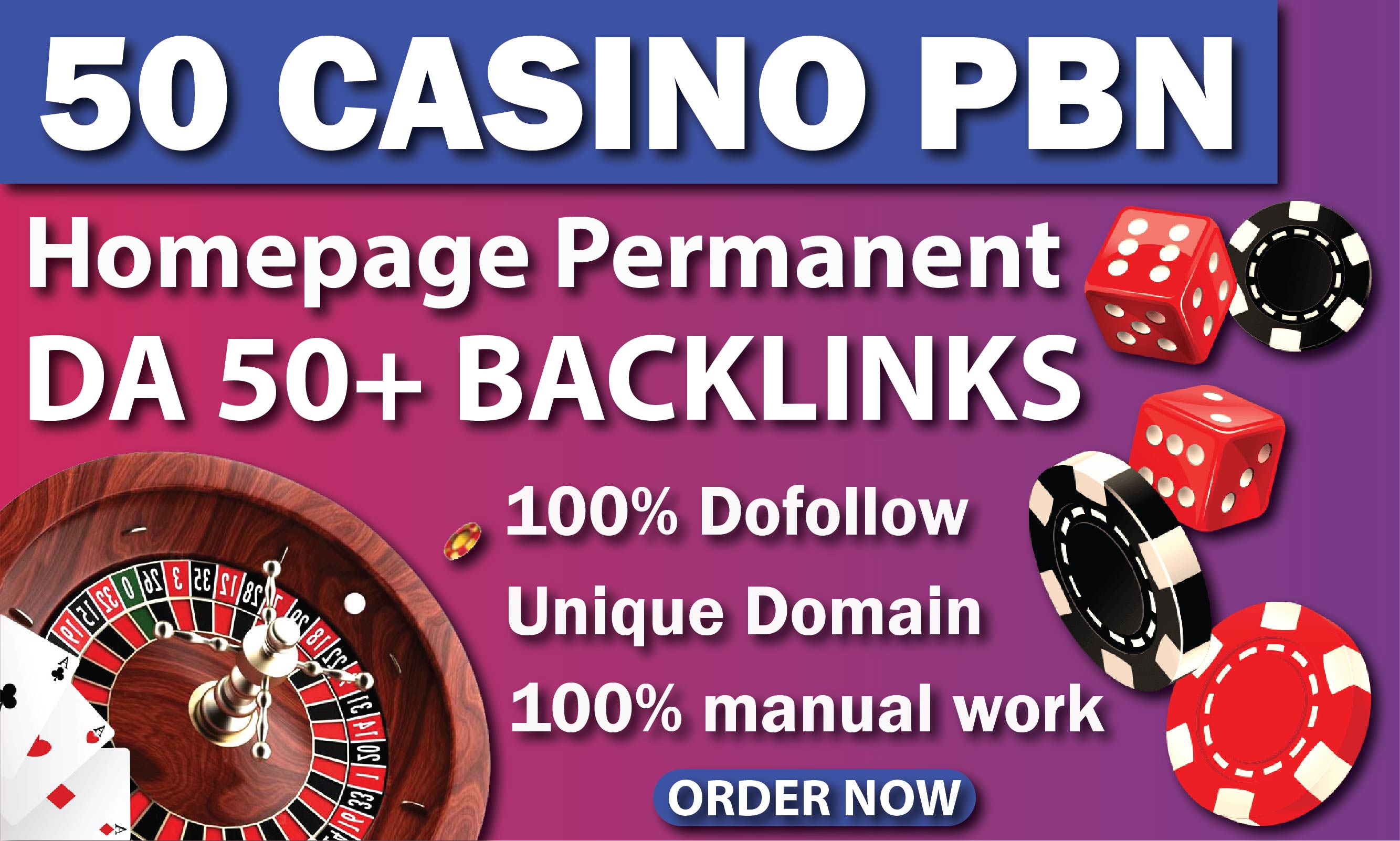 Perfect 50 High Quality CASINO,POKER,GAMBLING DA50+ PBN Backlinks