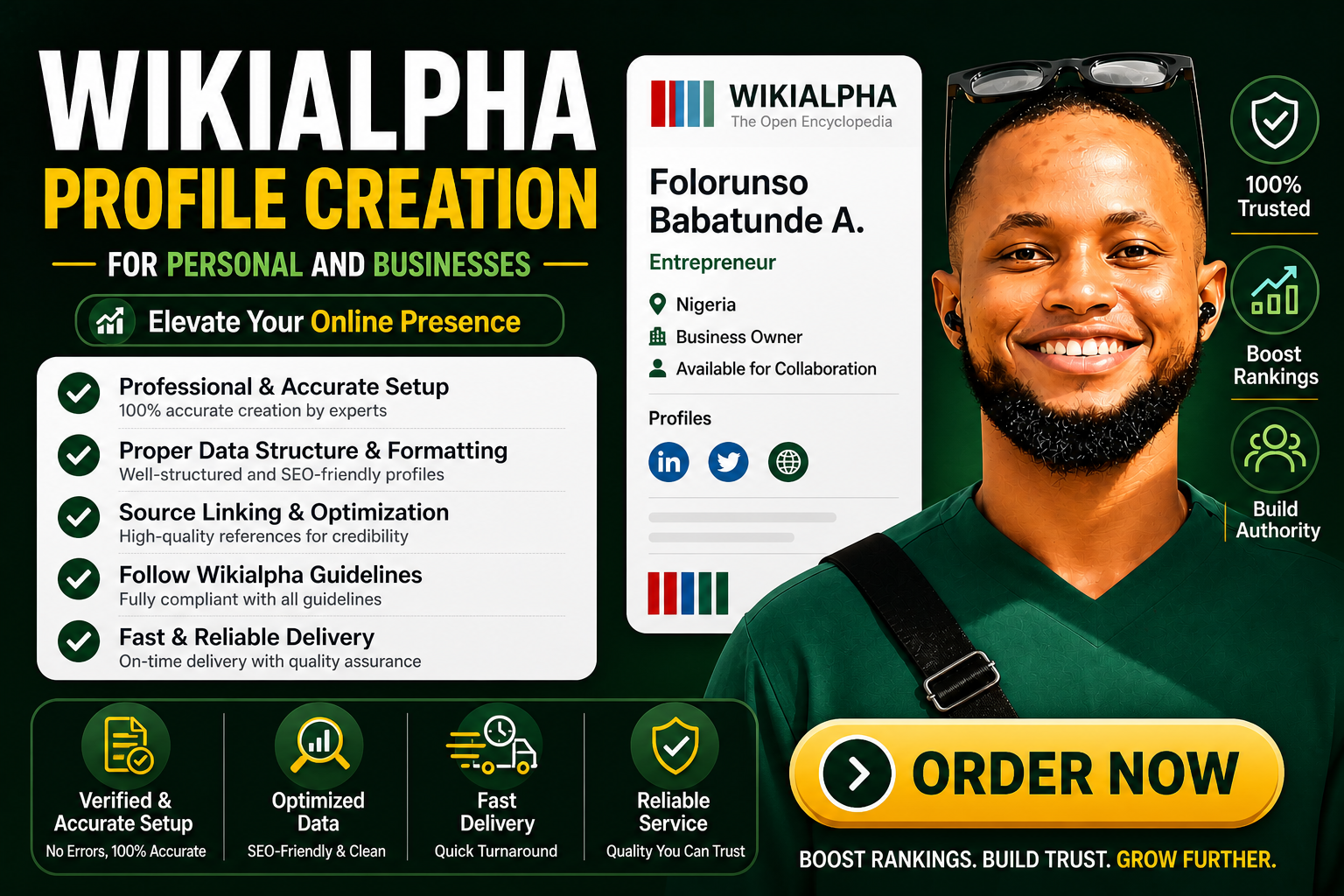 I will create a well verified Wikialpha page for Personal Biography or Business / Brands 