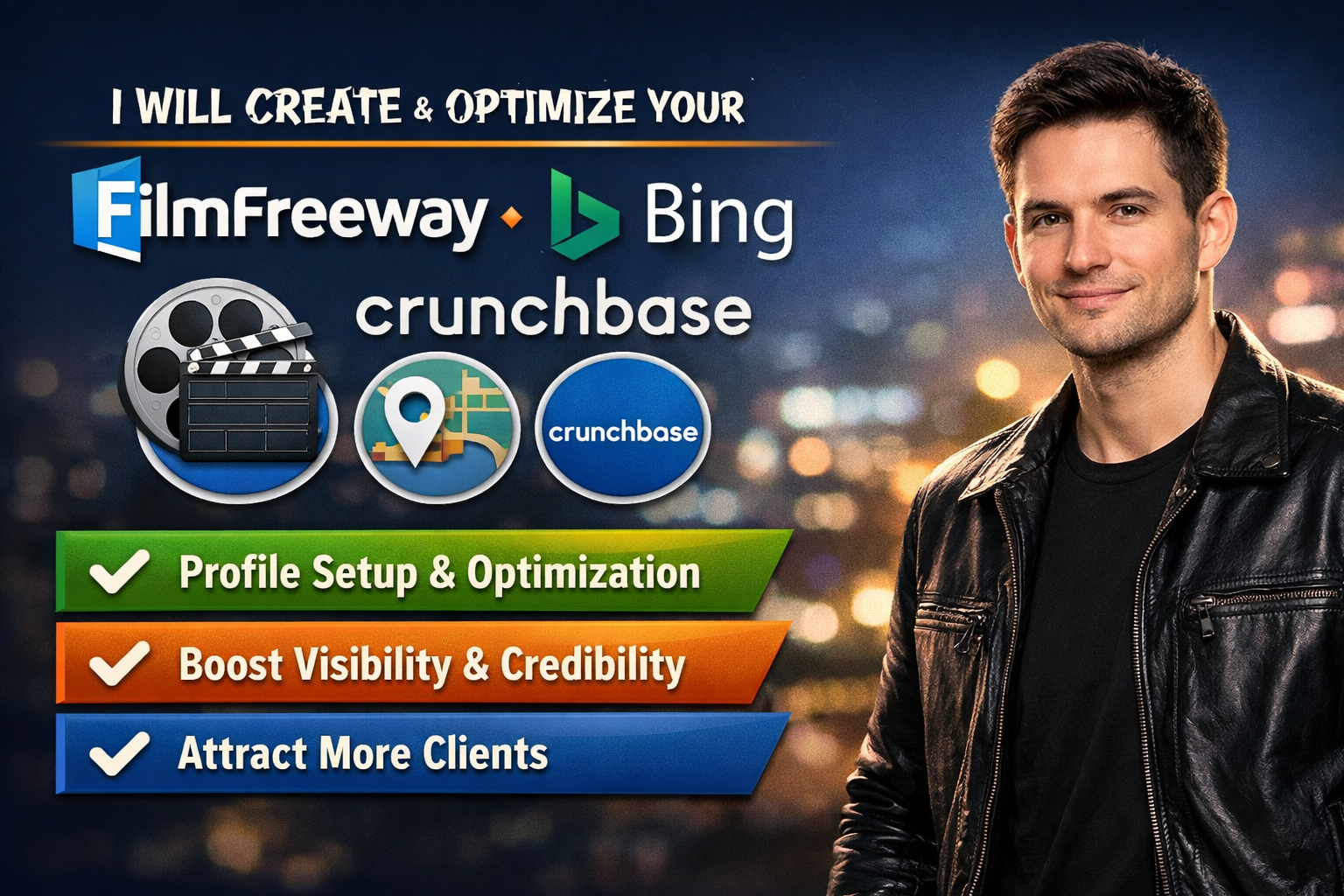 I will create & optimize your FilmFreeway, Bing & Crunchbase profiles