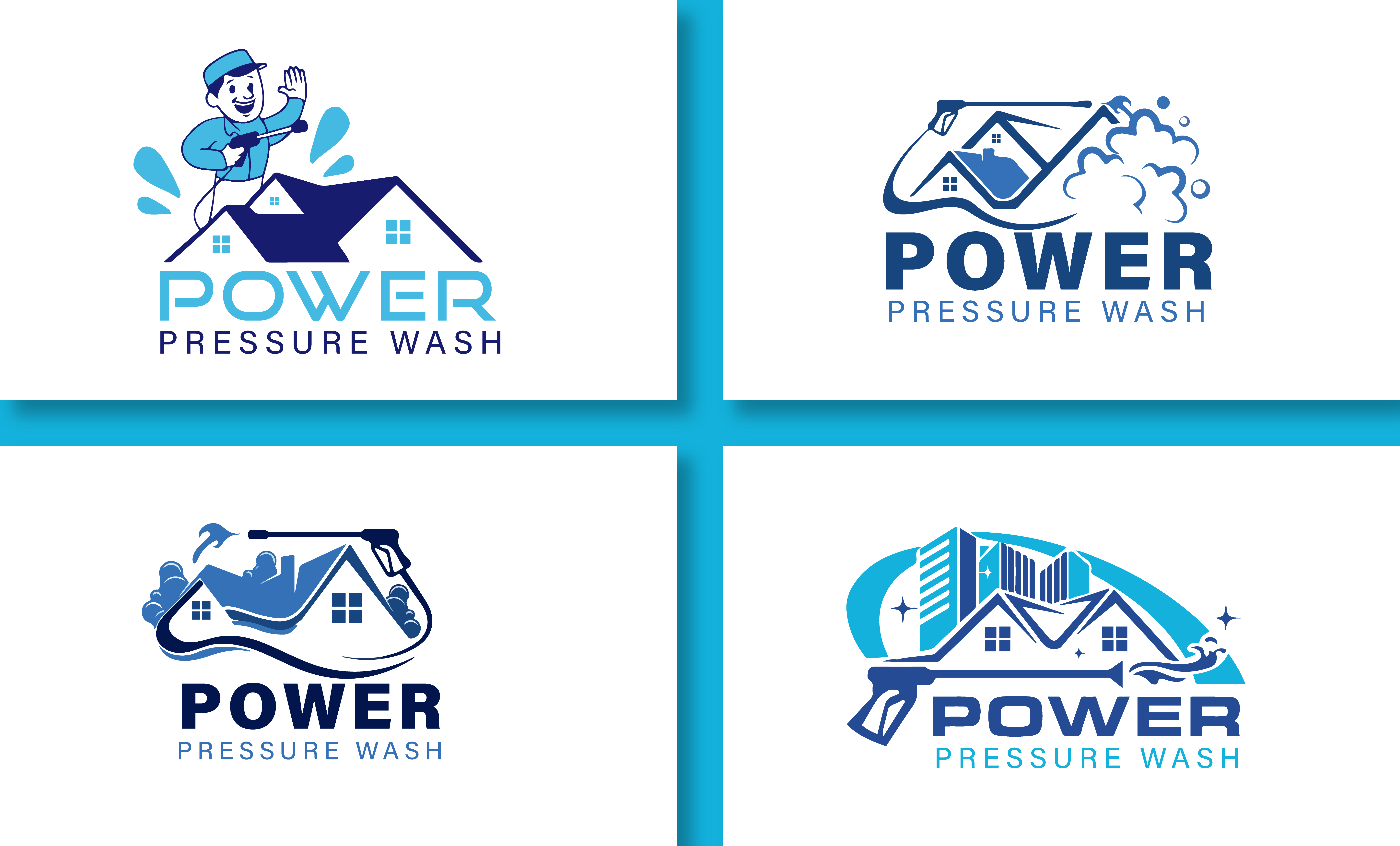 I will design pressure washing cleaning service power washing logo for you
