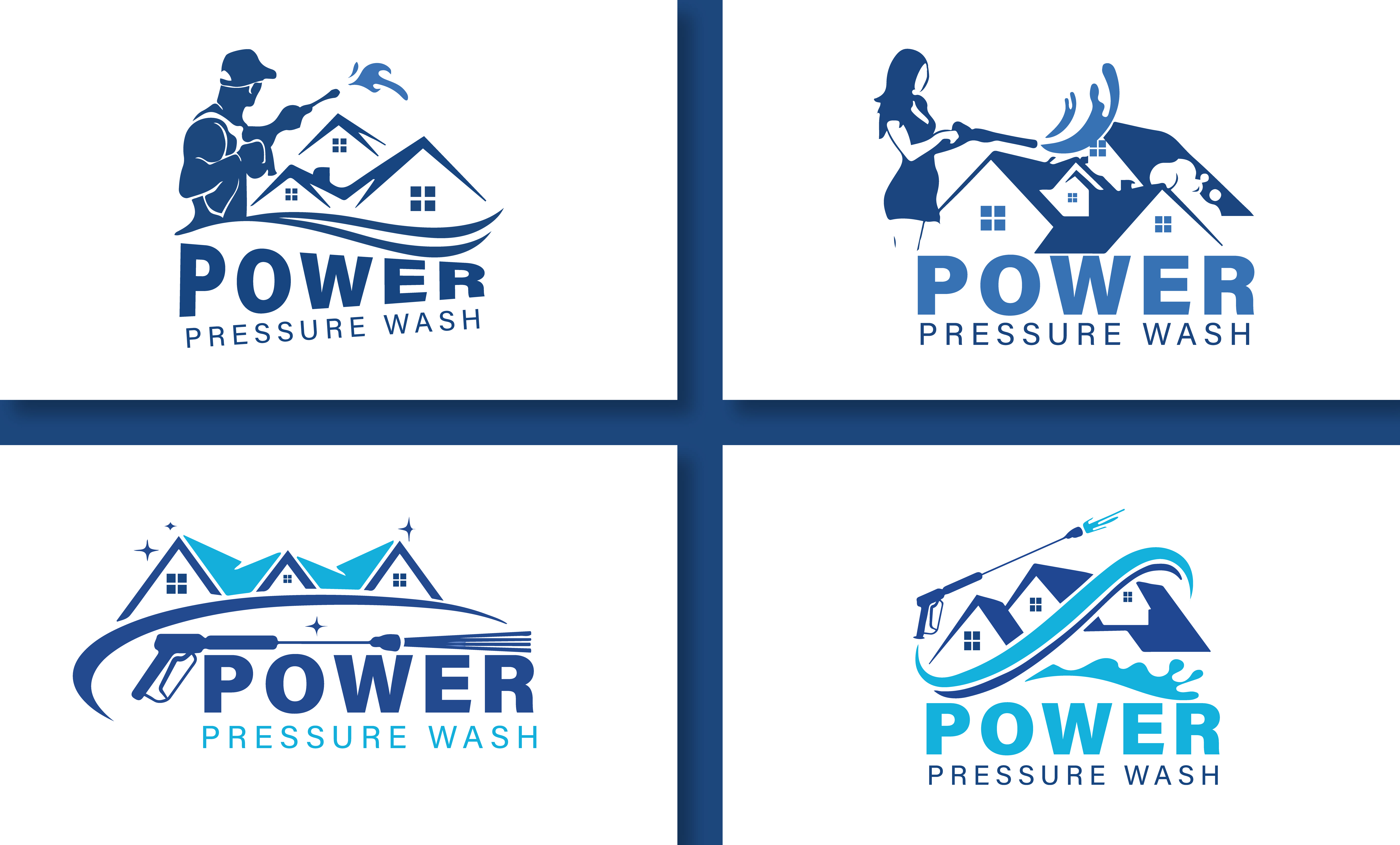I will design pressure washing cleaning service power washing logo for you