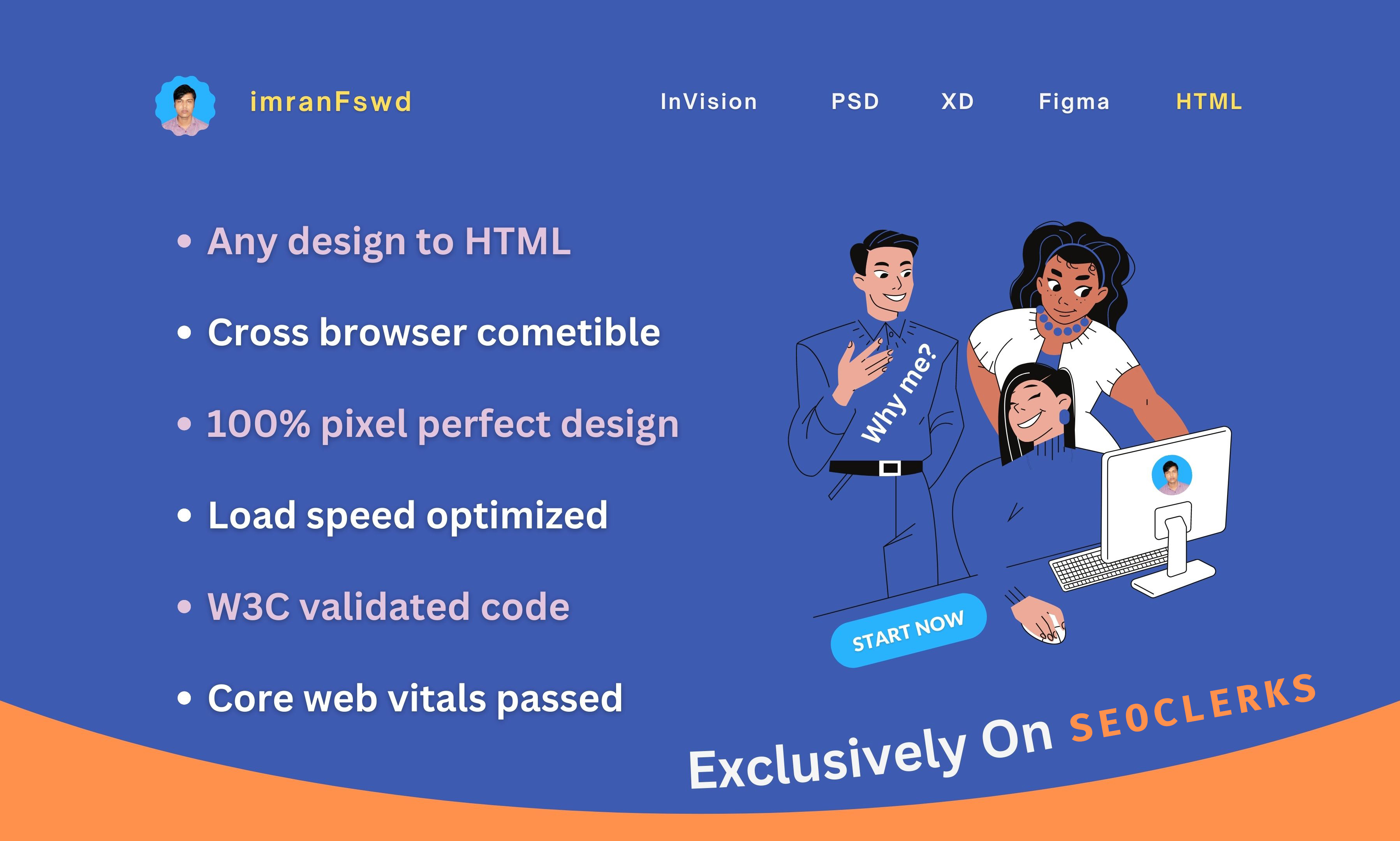 I Will Build HTML CSS Website, Convert Figma To HTML Website, XD To HTML Website Design Standard