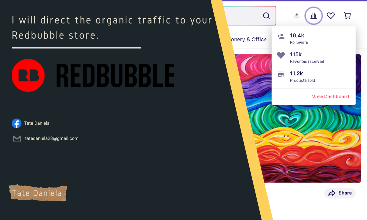 I will drive organic traffic to your Redbubble store âˆ£ Approximate traffic: 400-600k