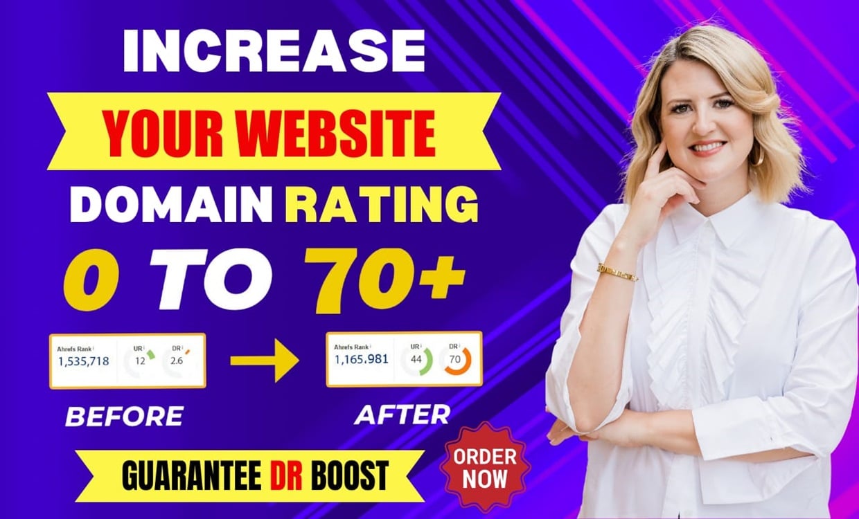 I will increase Ahrefs Domain Rating to DR 70+ with high authority backlinks