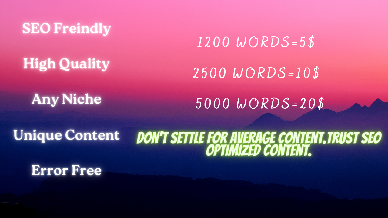 I will write seo optimized blogposts,  articles and other content writing.