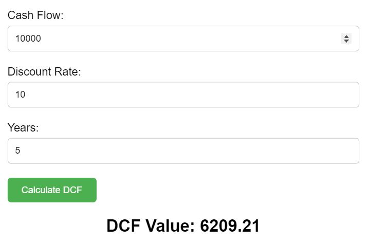 Discounted Cash Flow Calculator built with HTML