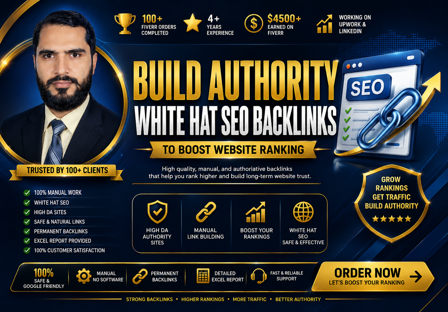 Strongest Manually Build 100 Authority White Hat SEO Backlinks to Boost Website Ranking