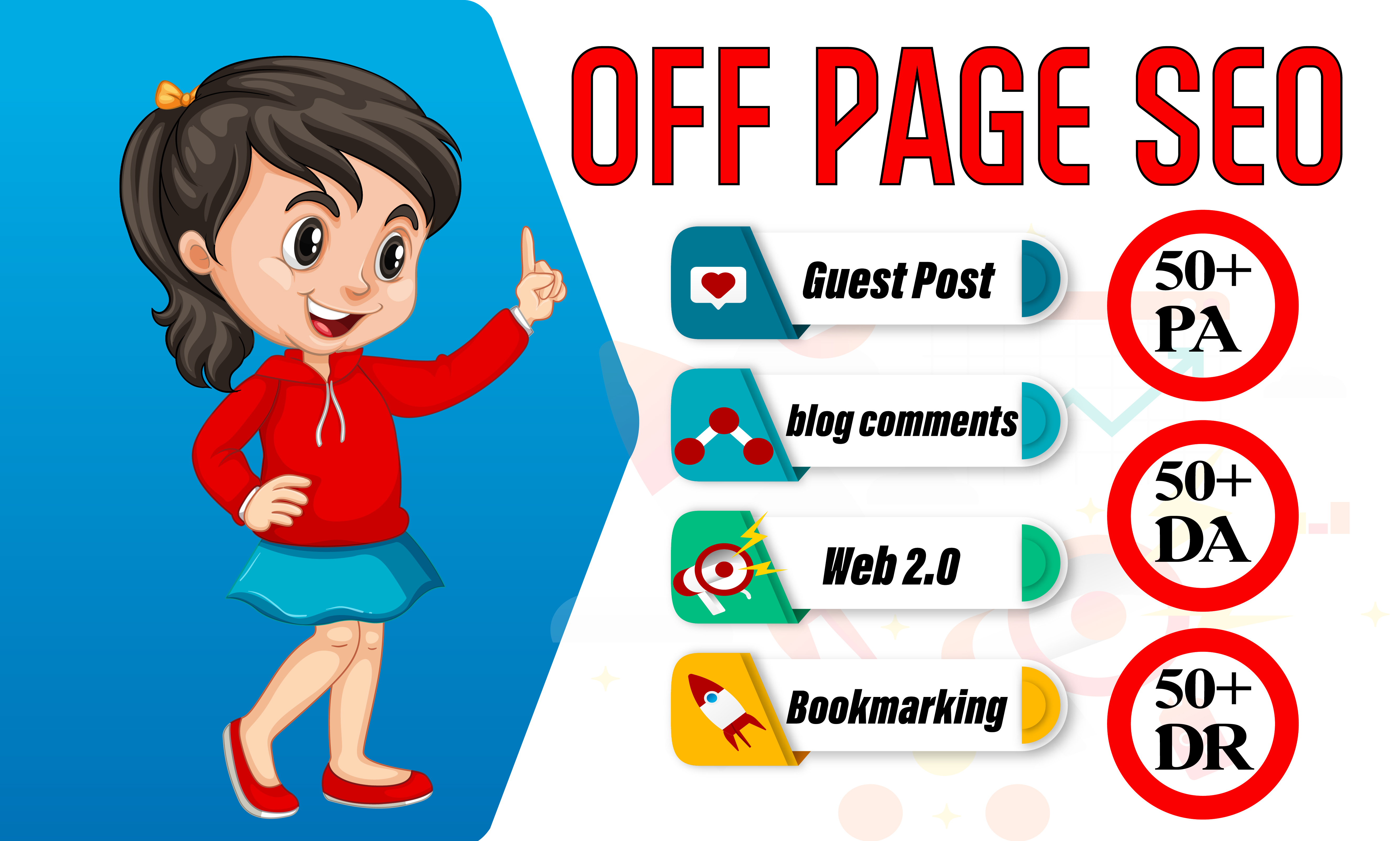 I will provide high authority da dofollow backlinks off page SEO link building