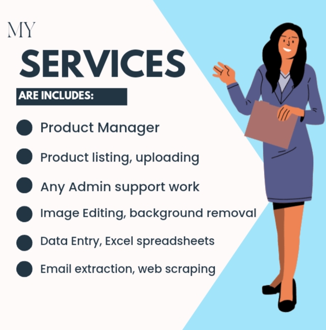 I will do data entry, data listing and uploading work, Admin support work