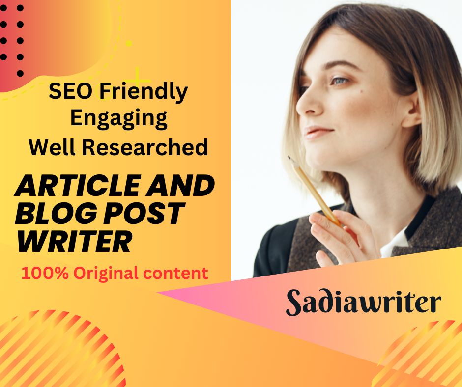 I will write well researched 1500 words article and blog posts for you Website 