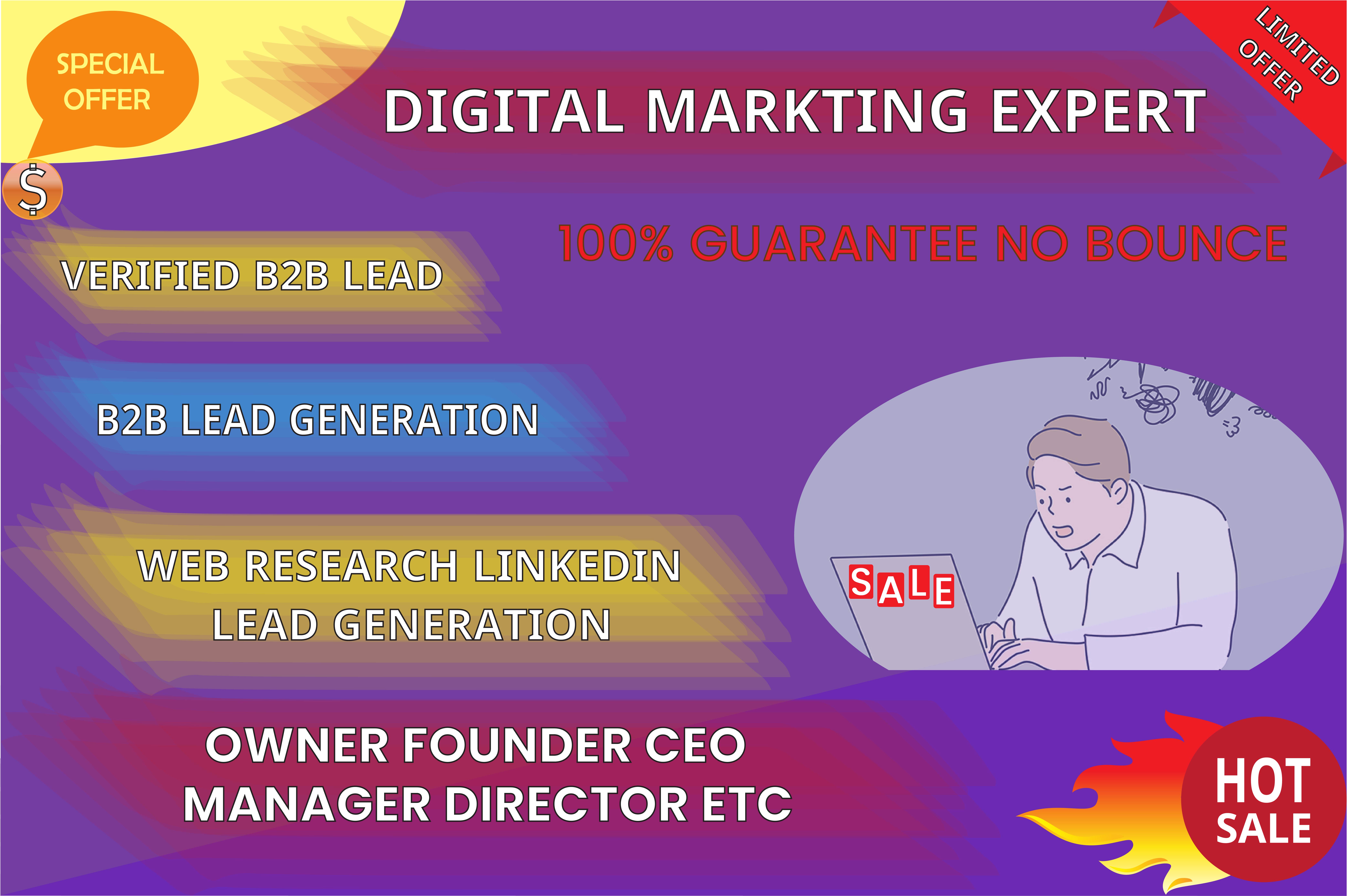 I will do b2b linkedin lead generation and web research for your targeted business