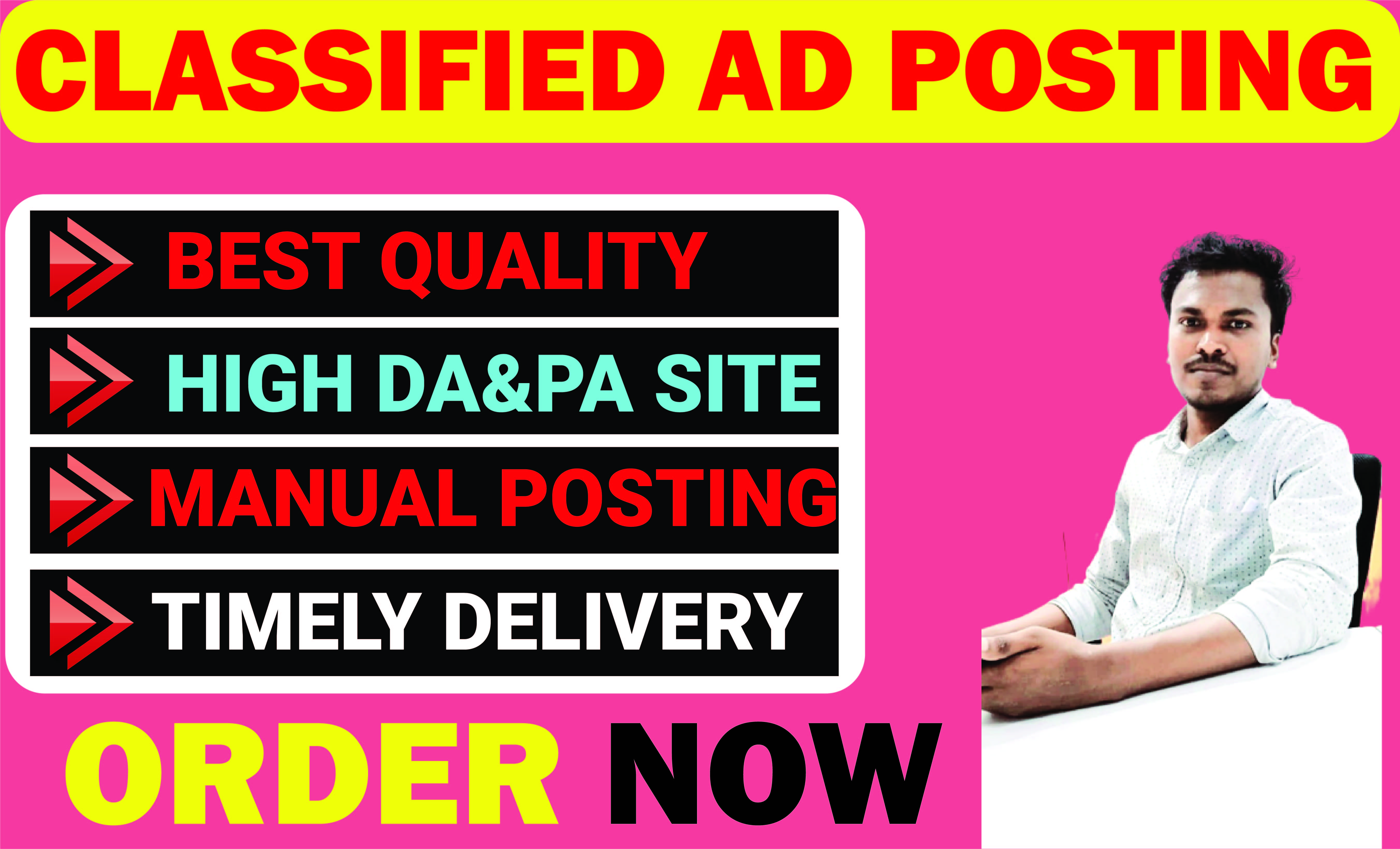 Create Classified ad posting on the high quality classified ad posting site 