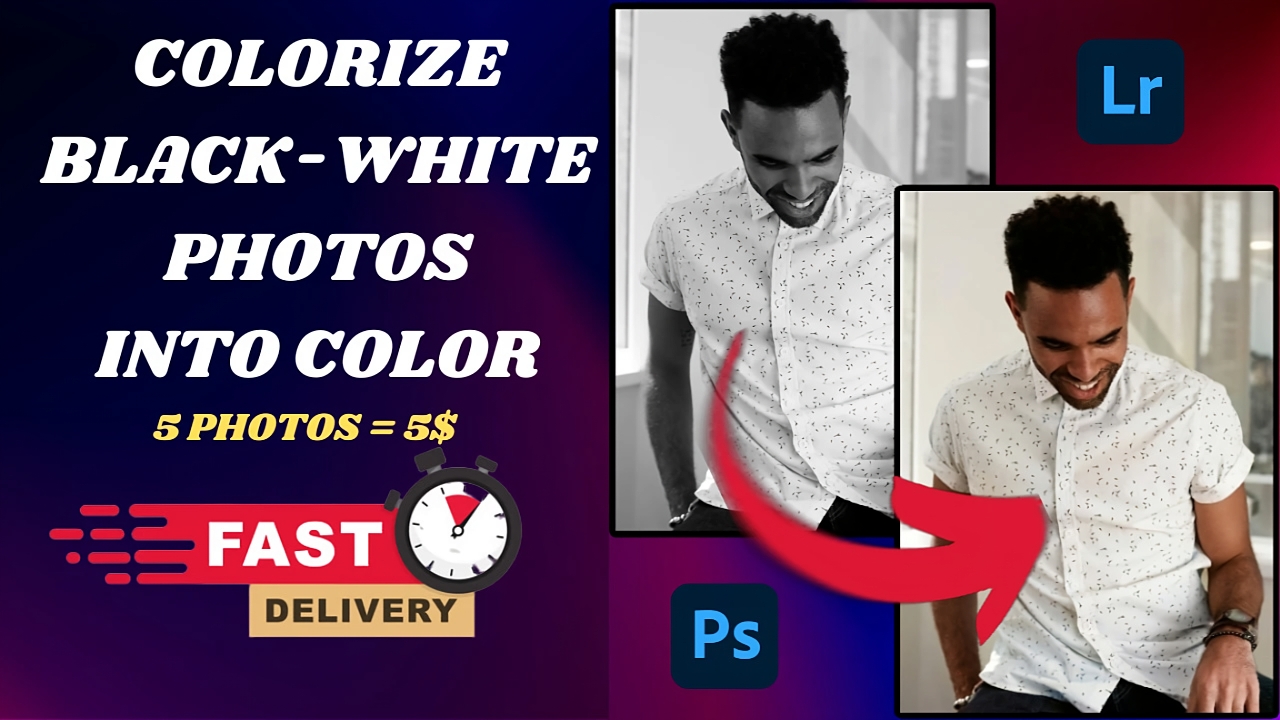 I will colorize 5 white and black photos into color p...