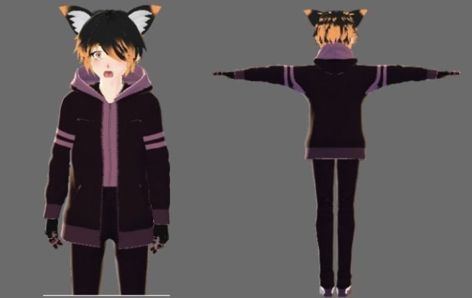 I will do custom vrchat avatar vtuber 3d model furry chibi vrc avatar nsfw anime vroid