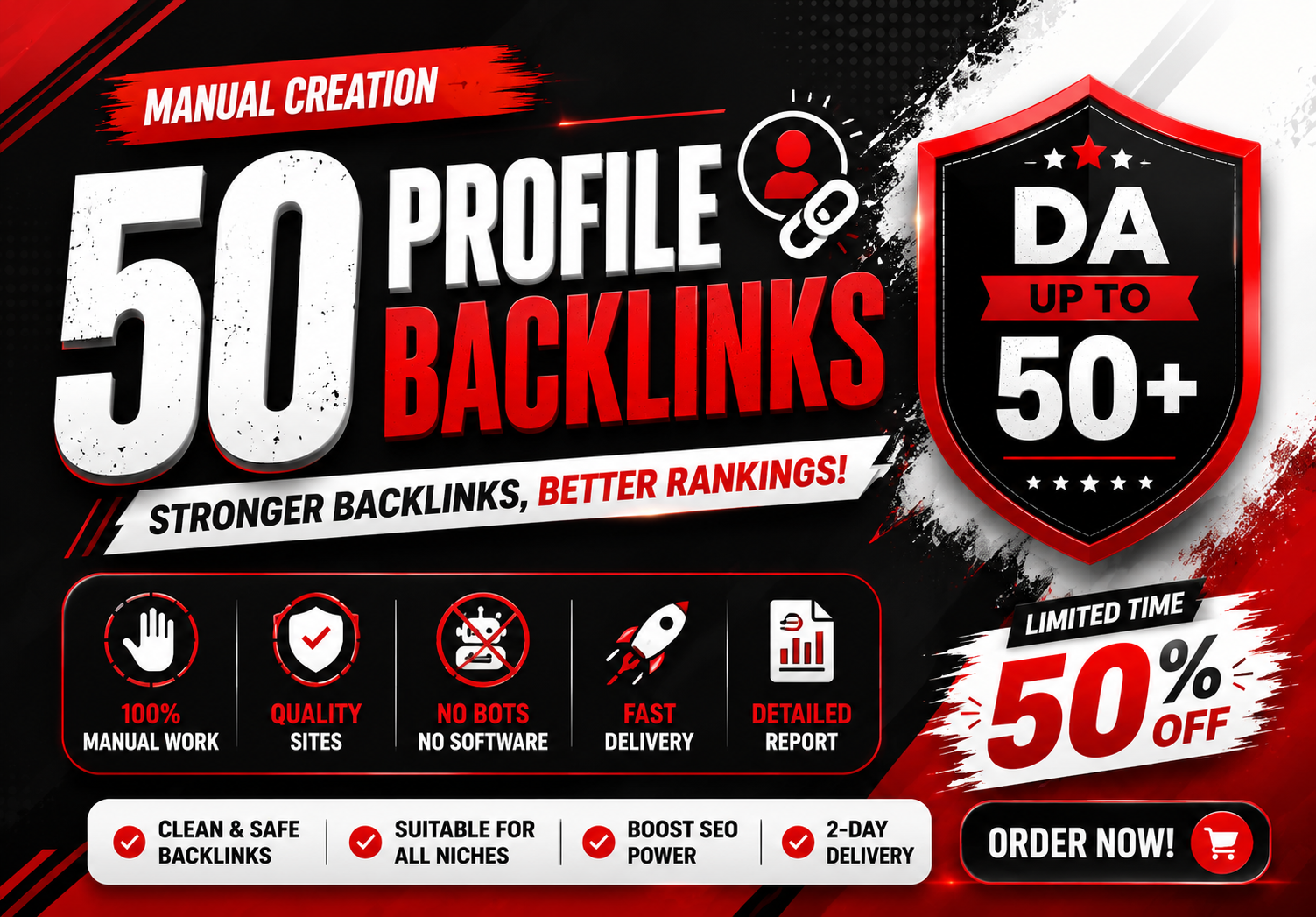 I Will Build 50 Manual Authority Profile Backlinks DA...
